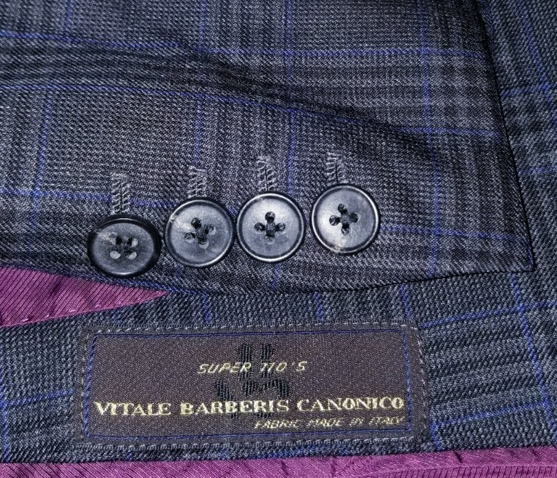 Bespoke VBC 42R Gray Blue Black Glen Plaid Full Canvas sport coat Jacket Blazer