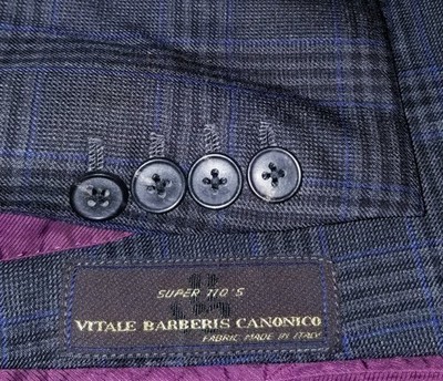Bespoke VBC 42R Gray Blue Black Glen Plaid Full Canvas sport coat Jacket Blazer