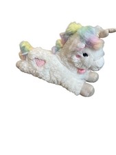 FAO Schwarz Unicorn Plush Stuffed Animal Toy White Rainbow Mane Medium Cuddly