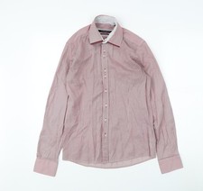 Guide London Men's Red Striped Small Dress Shirt