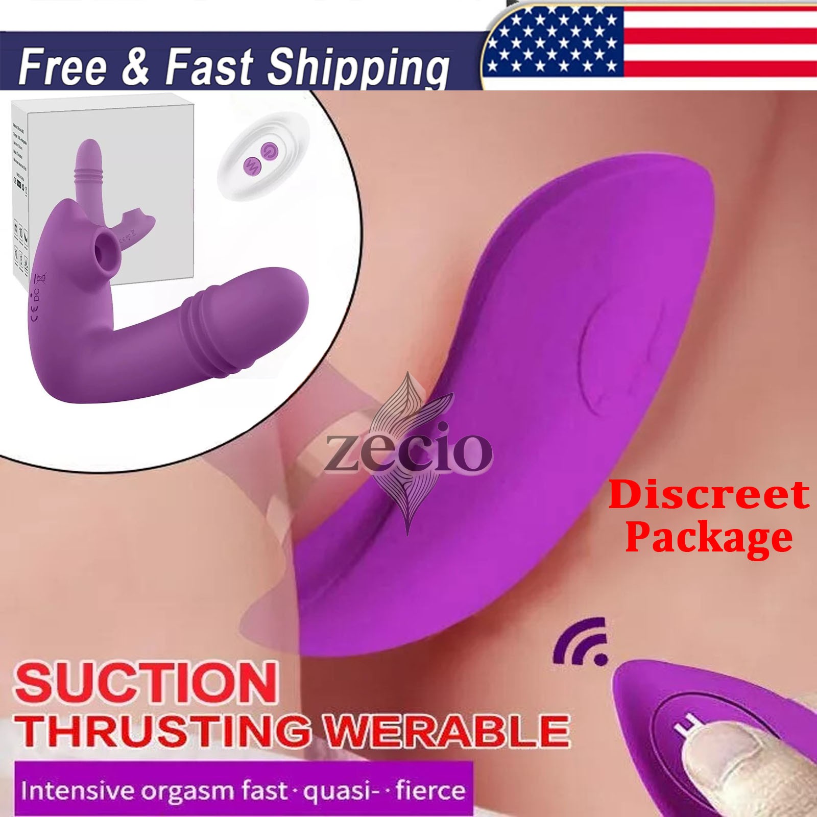 Remote Wearable Thrusting Dildo G-Spot Vibrator Clit Massager Sex Toys For Women