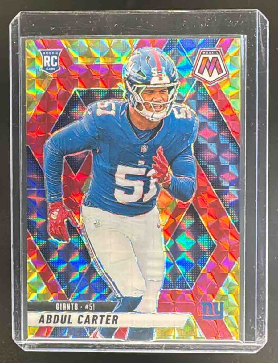 Abdul Carter 2025 Panini Mosaic 317 Choice Fusion Red Yellow Prizm Rookie RC /89