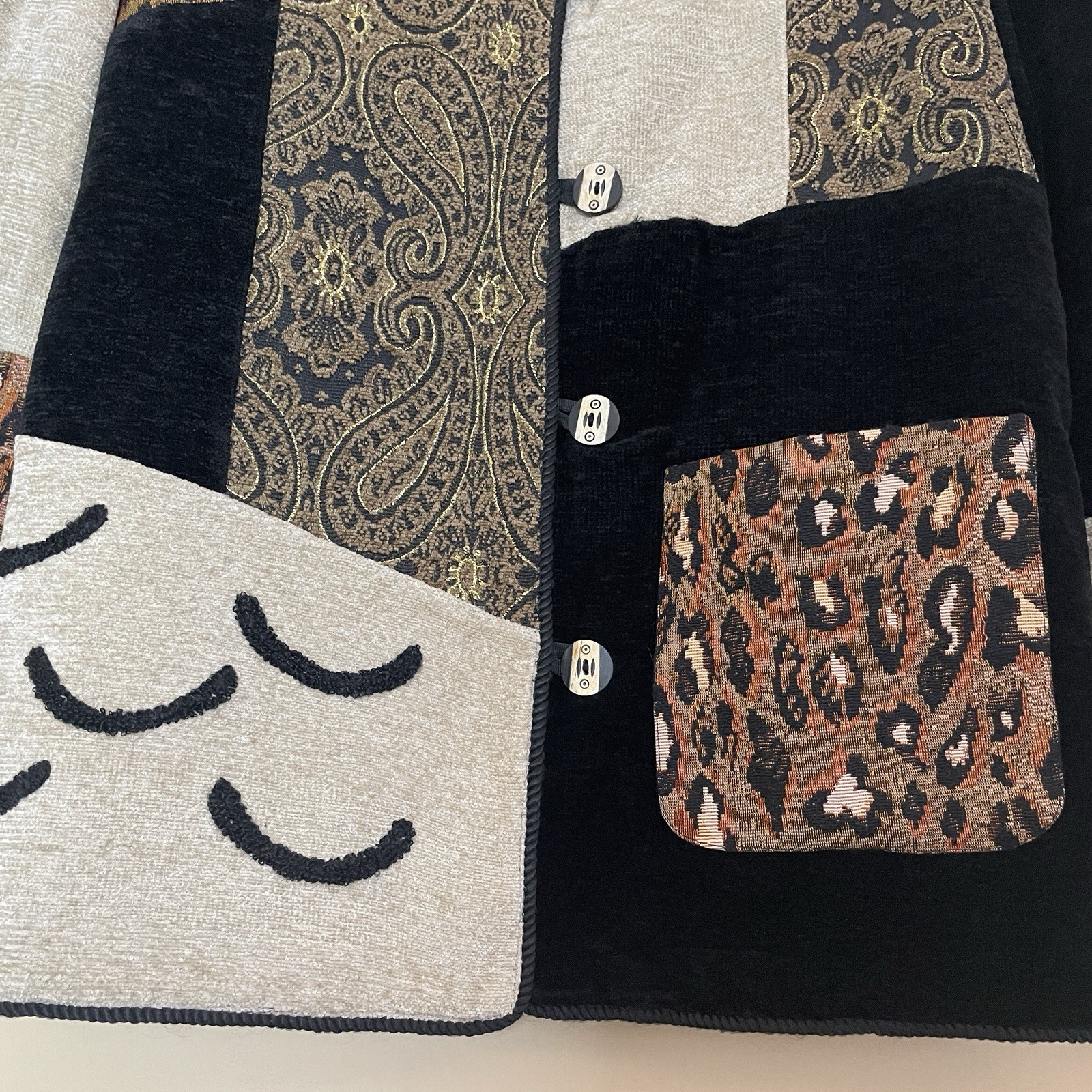 Indigo Moon Patchwork Tapestry Chenille Blazer Ja… - image 4