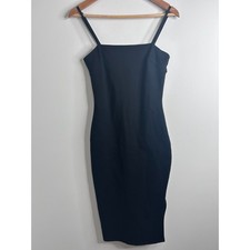 Lulus Black Bodycon Midi Dress Sz Small Spaghetti Strap Slimming LDB Going Out