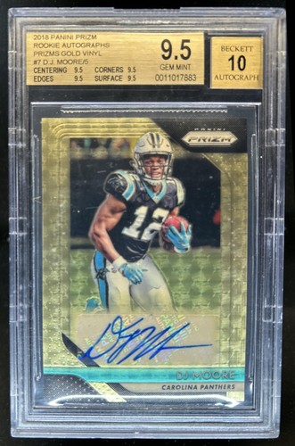 2018 Panini Prizm DJ Moore Rookie Auto Gold Vinyl RC #/5 Panthers BGS 9.5/10