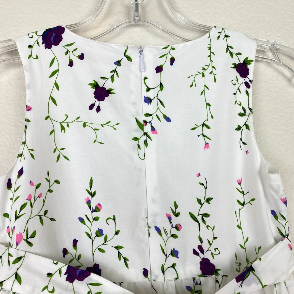 Vestido de verano soleado de moda para niñas con cinturón talla 4/5 púrpura flores y mariposas Foto 4 de 4