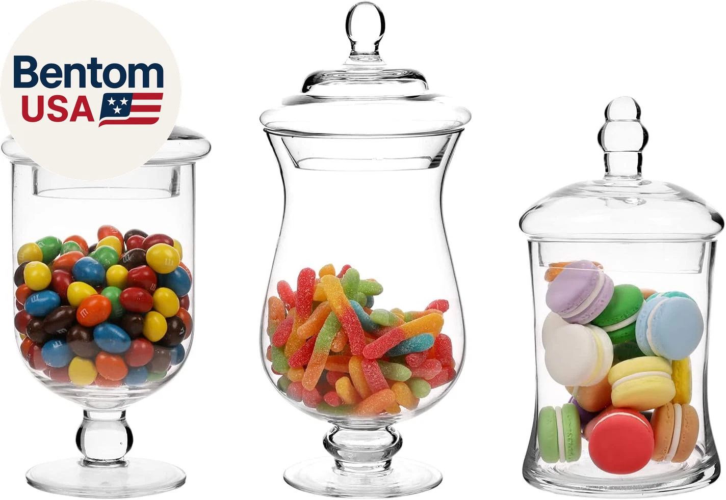 Clear Glass Apothecary Jars with Lid, Decorative Footed Vase, Candy Buffet Conta