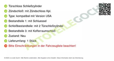 Türschloss Schloßsatz für Honda Accord V CC CD 2.0 2.3 CE CF 1.9 1994-1997