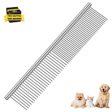 Dog Grooming Comb Pet, Stainless Steel Cat Combs with Rounded Teeth, Professiona