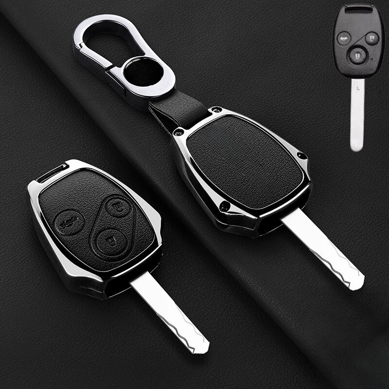 For Honda CIVIC CR-V Freed Pilot JAZZ Zinc Alloy Leather Car Key Fob Case Cover Foto 4 de 4