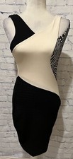 Black And Cream Bodycon Asymmetrical Dress Size Medium