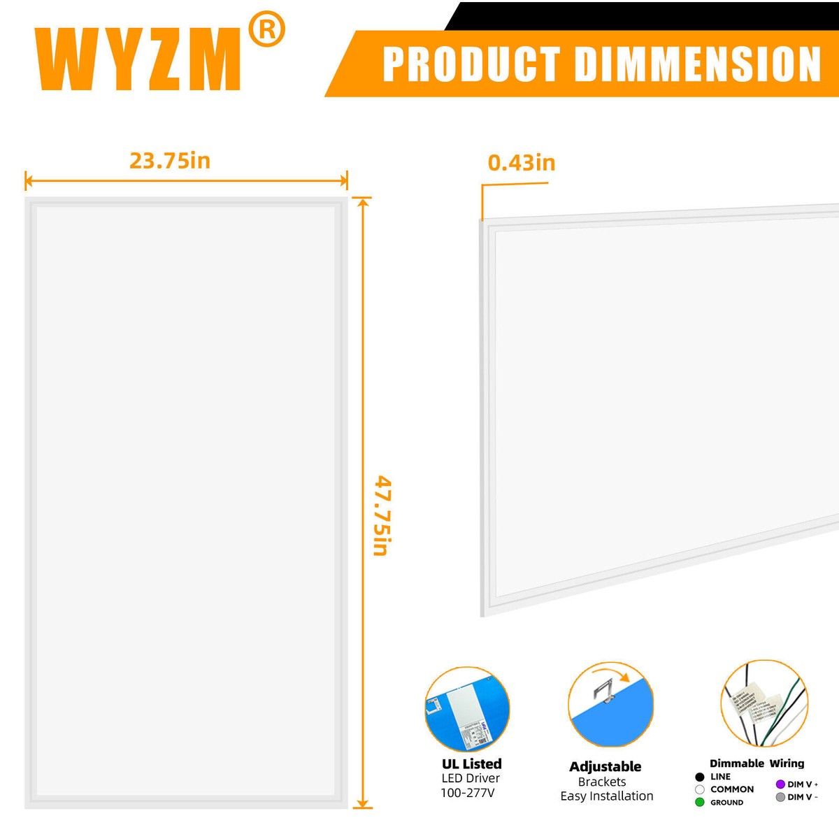 2x4 LED Flat Panel Light Fixture 75 Watt Drop Ceiling Shop Office