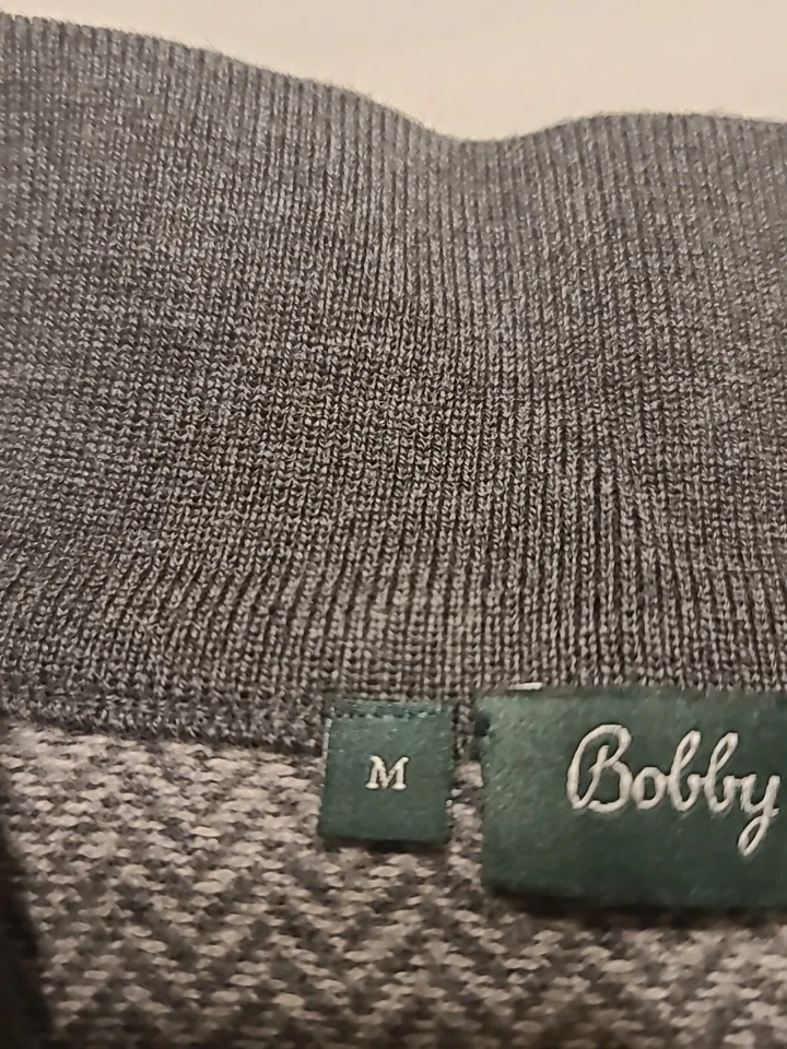Bobby Jones Gray Herringbone Extra Fine Merino Wool Vest 1/4 Zip Men's Med - Image 4 of 4