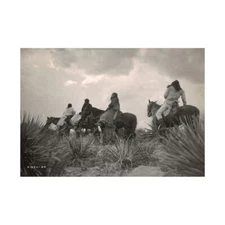 VINTAGE PORTRAIT APACHE NATIVE AMERICAN STORM CLOUD FRAMED ART PRINT B12X11809