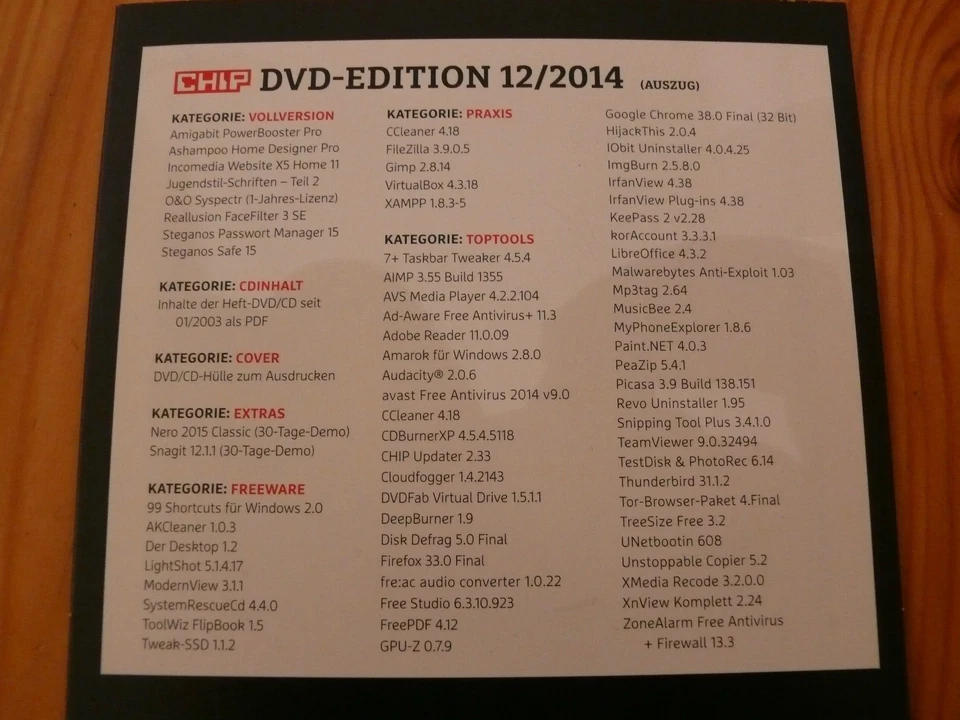 Chip-DVD Software: Best of Tools 2015, neu, unbenutzt, aus CHIP 12/2014 - Bild 2 von 2