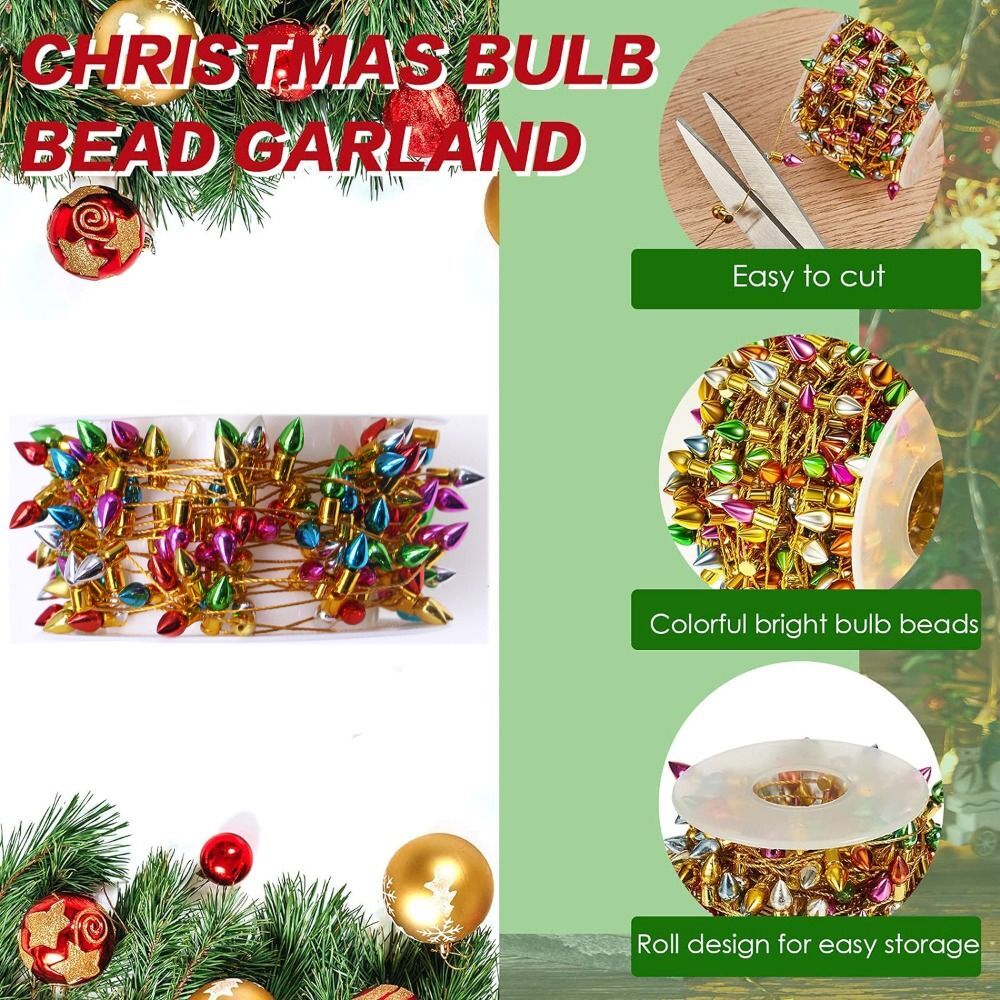 Plastic Christmas Light Bulb Beads Colorful Xmas Tree Ornaments eBay