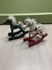 Vintage Lot of 2: Wooden Rocking Horses Christmas Ornaments