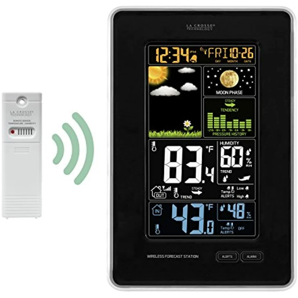 LaCrosse 308-1425 Wireless Color Digital Weather Forecast Station & Atomic Clock - Image 3 of 4