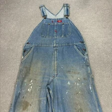 Dickies Dungarees Adult 34x30 Blue Bib Overalls Denim Workwear Carpenter Men*