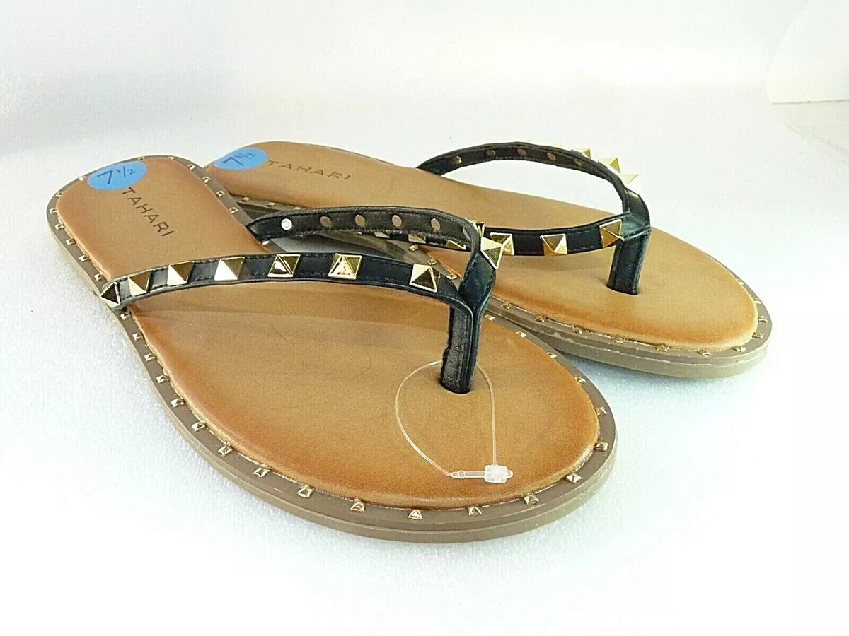 Tahari women Shoes sandals Black Flip Flops Size 7.5 SKU 5741