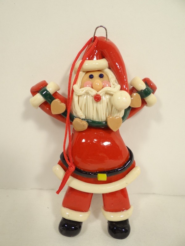Silvestri Santa with Hearts Garland Christmas Ornament Clay
