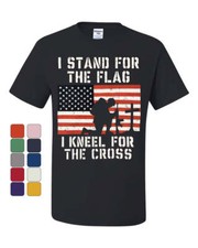I Stand for the Flag I Kneel for the Cross T-Shirt Patriotic Military