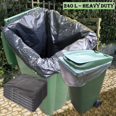 240L Bin Bags Black Heavy Duty Wheelie Refuse Sacks Strong Liners Rubbish  Bags UK