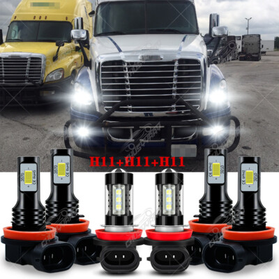 For Freightliner Cascadia 2008-2016 Combo LED Headlight Bulb High/Low+Fog Lights
