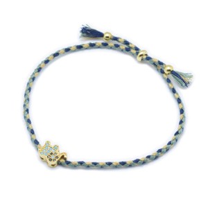 Authentic Nylon Cord Bracelet Cubic Zirconia Elephant Gold Plated Adjustable P311