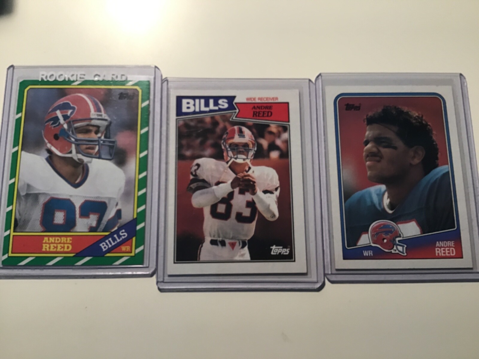 1986 Topps Andre Reed Rookie RC #388 Buffalo Bills plus 2nd and 3rd year