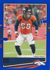 2020 DONRUSS BLUE PARALLELS VARIATIONS VON MILLER BRONCOS PRESS PROOF B3712