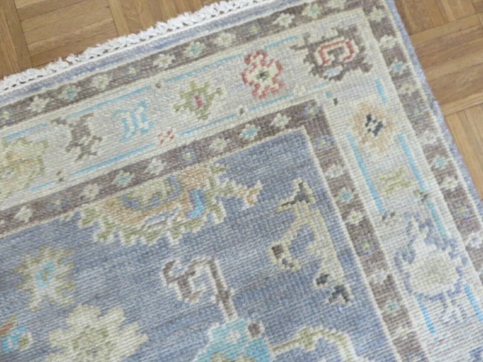 6 x 6 Square Hand Knotted Gray Funky Oushak Oriental Rug G12082 - Image 4 of 4