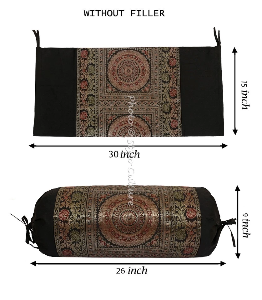 Indian Bolster Cover Mandala Pillow Cushion Cylindrical Neck Design Bolster - Image 4 of 4