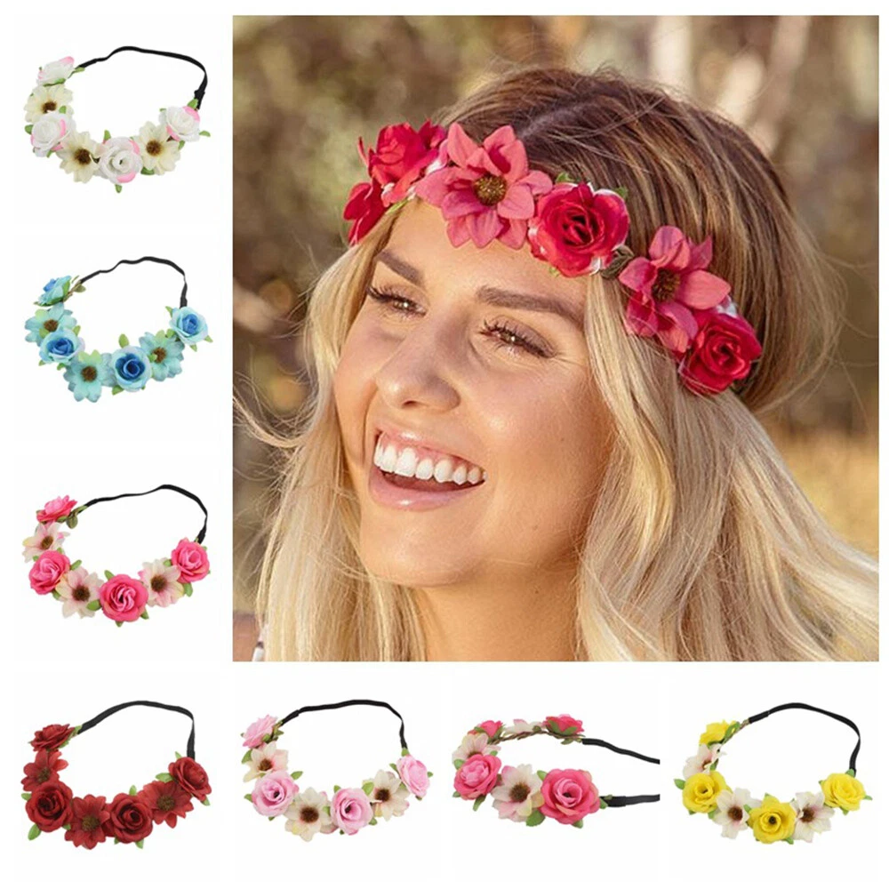 Bohemian Beach Floral Garlands Faux Flower Headpieces Costume Hair