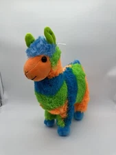 Peek-A-Boo Toys Llama Fluffy Soft Plush Orange Green Blue 12” Stuffed Animal