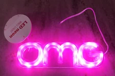 LED USB Lighted Neon Pink Sign OMG Slogan Office Desk Home Decoration NEW