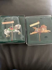 Enesco CAROUSEL LION Joy To The World 1987 #7107 & CAROUSEL HORSE #0278 -new