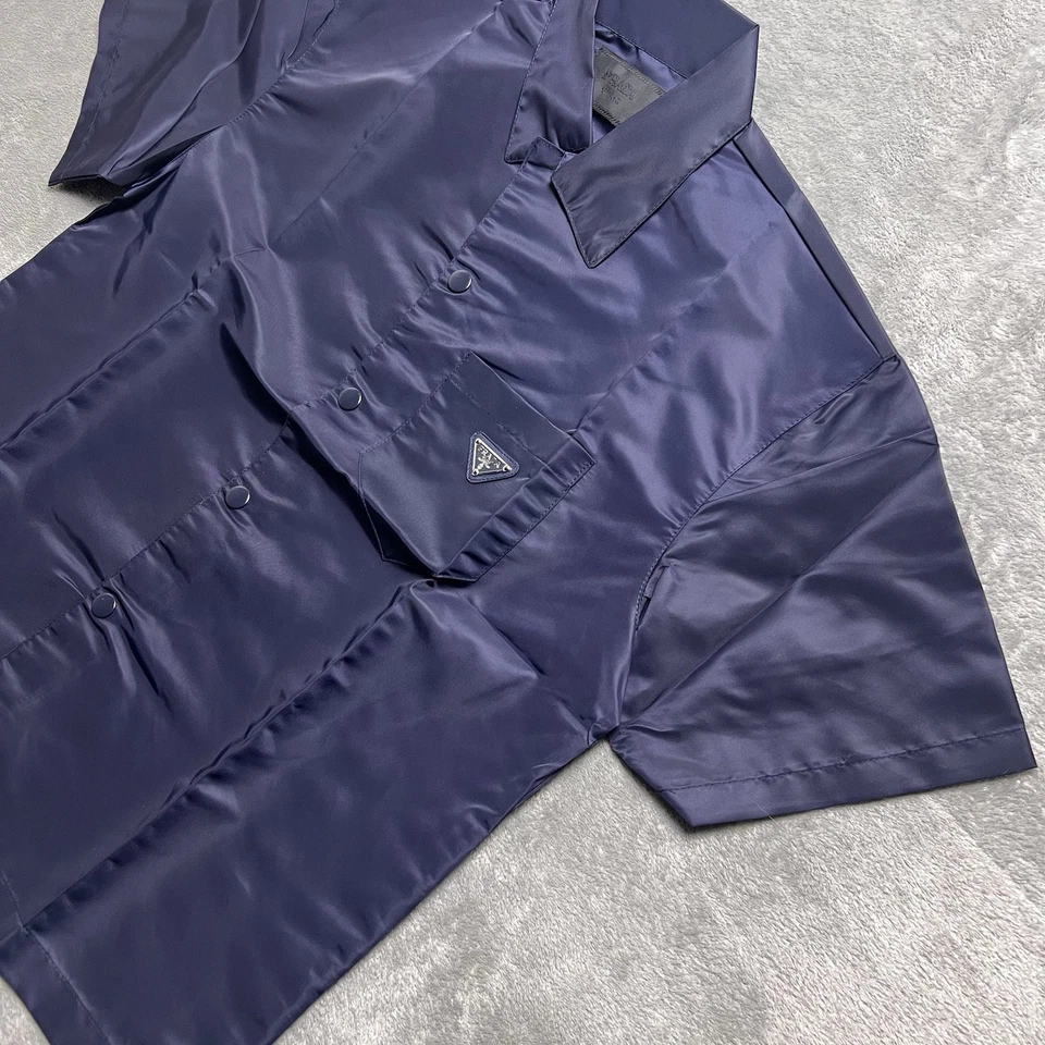 Prada Triangle Logo Nylon Shirt Jacket L Overshirt Navy Blue Size Large - Image 4 of 4