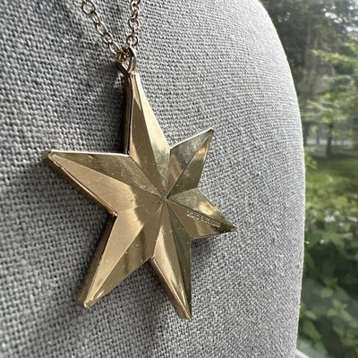 Georg Jensen 2010 Ornament - 24K Gold Plated Brass 1-¾  Star on 7  Chain