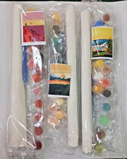 Paint By Number. 3 full kits with paint pods, brushes, hanging tabs. 9" X 13"