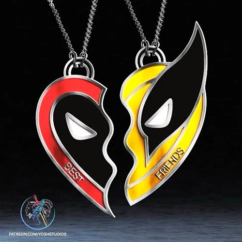 GameStop Deadpool & Wolverine Best Friends Heart Charm Necklace Set Exclusive - product listing photo