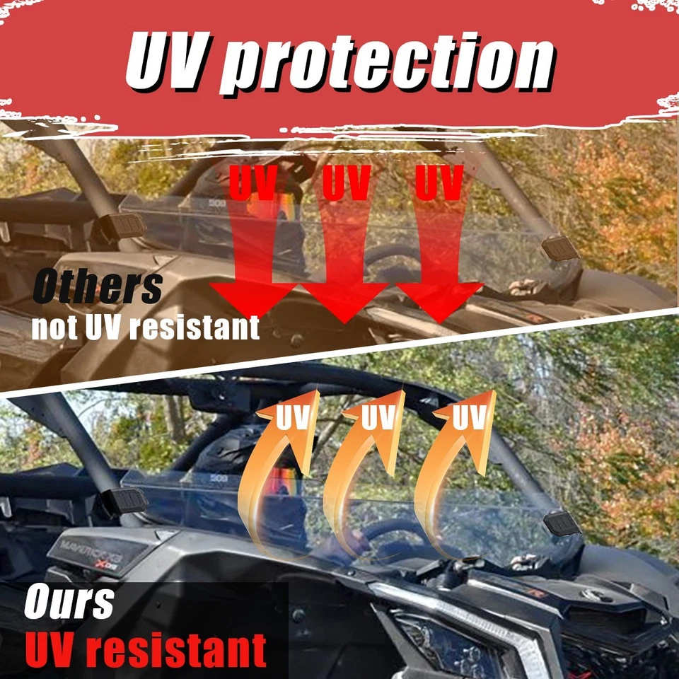 Half Windshield PMMA fit for Can-Am Maverick X3 XRS XDS Turbo R Max 2017-2025 - Image 3 of 4