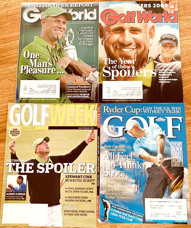 4 Stewart Cink autographed signed autograph auto golf magazines COA British Open