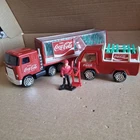 Vtg. 1980's Buddy L Coca Cola Bottle Semi Truck & Delivery Van With Driver
