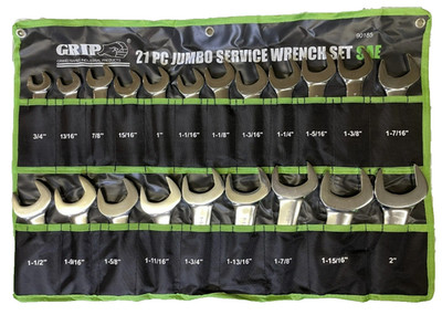 21pc GRIP SAE Service Wrench Set 3/4'' - 2'' INCH Jumbo 90185 Standard Tools