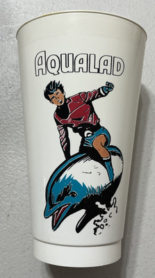 Vintage 1973 7-Eleven DC Comics Aqualad Slurpee Cup Plastic Amoco USA