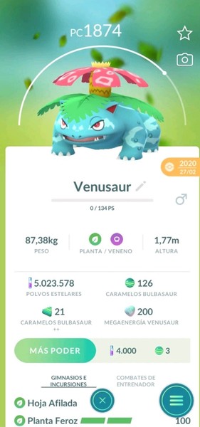 Venusaur Clon 2020 - Pokemon GO - Muy Raro. Leer la descripción