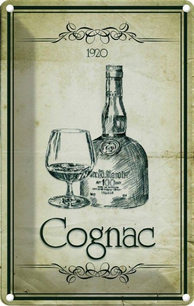 Blechschild 30X20 Cm Alkohol 1920 Cognac Essen Trinken Bar Club Deko Geschenk Me-image
