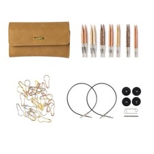 Options Wood Short Interchangeable Knitting Needle Set with Case and Stitch M...
