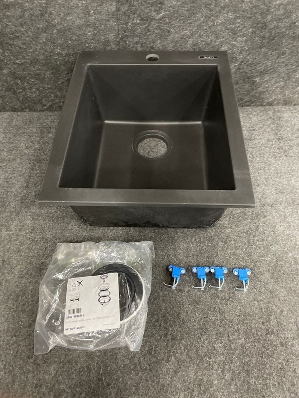 RUVATI RVG2016BK Single Bowl Prep Sink Granite Composite Quartz Midnight Black*